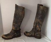 BedStu Biltmore Black Lux Riding Boots Anthropologie 7.5 Brown Distressed