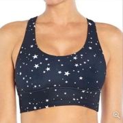 Wildfox Sweat Scattered Stars Strappy Back Sports Bra Large Black Criss Cross