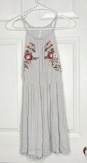 The Impeccable Pig embroidered floral grey dress
