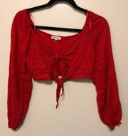 Red Double Tie Top