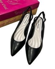 EASY STREET Faye Slingback Kitten-Heel Pumps $60 US Size 9 N Black Patent New