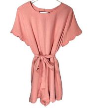 Chic Soul Scalloped Trim Back Keyhole Romper in Coral