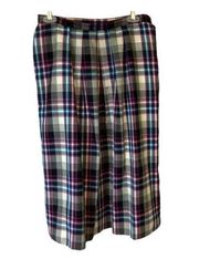 Vintage Pendleton pink and teal plaid lined midi skirt size 12