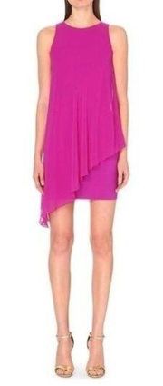 Ted Baker Magenta Locie Asymmetric Mini Overlay Dress Pink Size 2 US Size 6