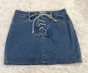 PacSun Lace Up Tie Denim Mini Skirt 25