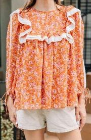 Shop The Mint Boutique This One's For You Orange Floral Blouse