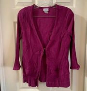 Jaclyn Smith Magenta V Neck 3/4 Sleeve Cardigan M