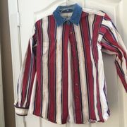 Ladies cabin creek denim collar blouse medium