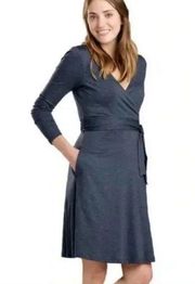 Toad & Co. Cue organic cotton blend blue surplice belted dress