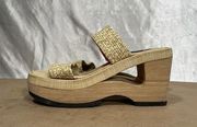 Vintage LEI Tan Platform Y2K 90’s Wedge Sandals Women’s Size 9