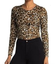 NWT Wayf Crop Leopard Print Long Sleeve Top S