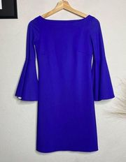 Chiara Boni Dress Natalia Cobalt Blue Bell Sleeve Mini Dress Size 38