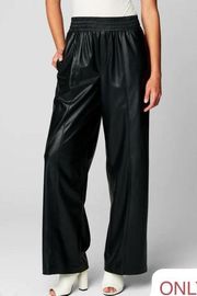 Medium Elastic Waisted Faux Leather Straight leg Baggy