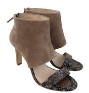 Louse Et Cie Zinna Sandal Heel Womens Size 9M 39 Brown Suede Leather Snake Print