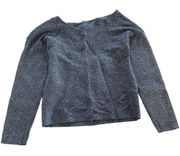 Bar III Sweater Women X Large Grey Silver Open Back Metallic Sparkle Knit Nylon