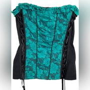 Tripp NYC teal lace corset bustier crop top y2k