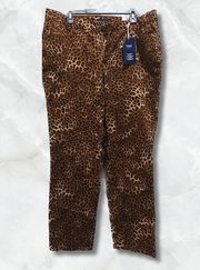 Leopard Print Stretch Straight Leg Jeans Tummy Slimming Plus Size NWT w/ Pockets