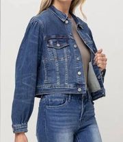 Size Small VERVET by Flying Monkey “Tough Love” Balloon Sleeve Denim Jacket NWT