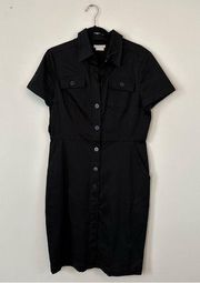 Van Heusen | Black Collared Button Front Midi Dress Size 12