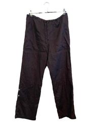 Chico's 100% Linen Straight Leg Pullon Pants Women Size Small Brown Boho Adjust