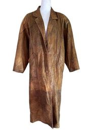 Vintage Brown Genuine Leather Overcoat Trench Coat Limited Express  Coat Size M