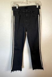 MOTHER Denim | "The Insider Crop Fray" Black Wash with White Tuxedo Stripe Sz 29