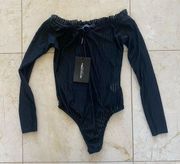 PrettyLittleThing NWT Size 6 Black Striped Bodysuit