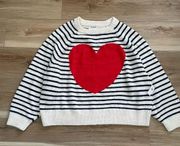 Old Navy Cropped Crew-Neck Striped Heart Sweater XL