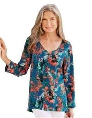 Soft Surroundings Nova Floral Button-up Top Size XS