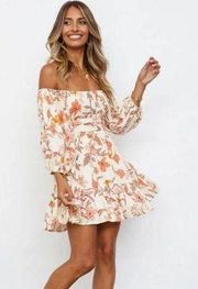 Here Comes The Sun Off The Shoulders Mini Dress Puff Sleeves MEDIUM Womens