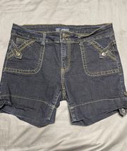 Sand  Womens Stretchy 16 Plus Mid Waisted Jean Shorts