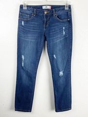 CABI Slim Boyfriend Distressed Intentionally Ripped Jeans #3045, Size 2