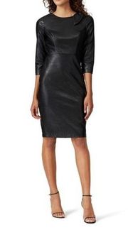 BADGLEY Mischka Black Faux Leather Sheath Dress