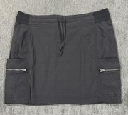 Athleta Cargo Black Tennis Skirt Size 12 P Drawstring Waist Zipper Pockets EUC