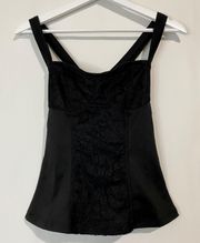 Couture Women’s Crisscross Back Mock Corset Lace Tank Top Black NWOT