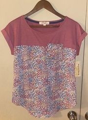 NWT Rewind Color Block/Floral Pocket Tee - size small