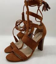 Gisetta Brown Gladiator Lace Up Heel Sandal Size 9