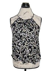 Hippie Rose  Sleeveless Blouse Top Americana Woven Tank Size Medium Floral Black