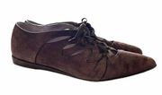 Johnston & Murphy Women's Flats Size  7.5 Brown Suede Cut Out Oxfords Almond Toe