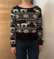 Reindeer Fringe Knit Sweater