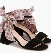 J. Crew Penny Ankle-Strap in Suede with Scarf Tie Heels 8.5