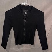 Forever 21 Slightly Cropped Black Zip up Sweater