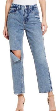 90s Duster high rise straight leg jeans ripped in blue950 2/26