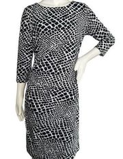 J. McLaughlin Abstract Print Ruched Side Catalina Midi Dress Size M