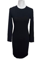 Vince 3/4 Sleeve Sheath Midi Dress V569550315 Black Career Work Womens Size S