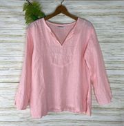 Habitat Light Pink Coastal Grandma Lagenlook Kaftan Linen Tunic