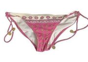 XHILARATION Pink White Boho Side Tie Swimsuit Bikini Bottom size M Summer
