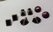 Lot Of 4 Costume Earrings Vintage - Modern Pierced Enamel 1 Signed Pierre Cardin