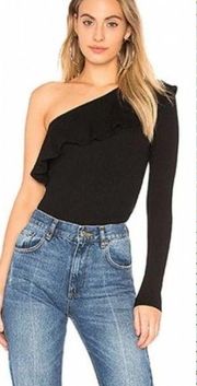 Michael Lauren Gonzola Ruffle One Shoulder Top in Black Size US XS