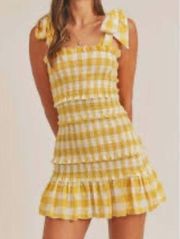 Sincerely Jules yellow white gingham cute dress size large